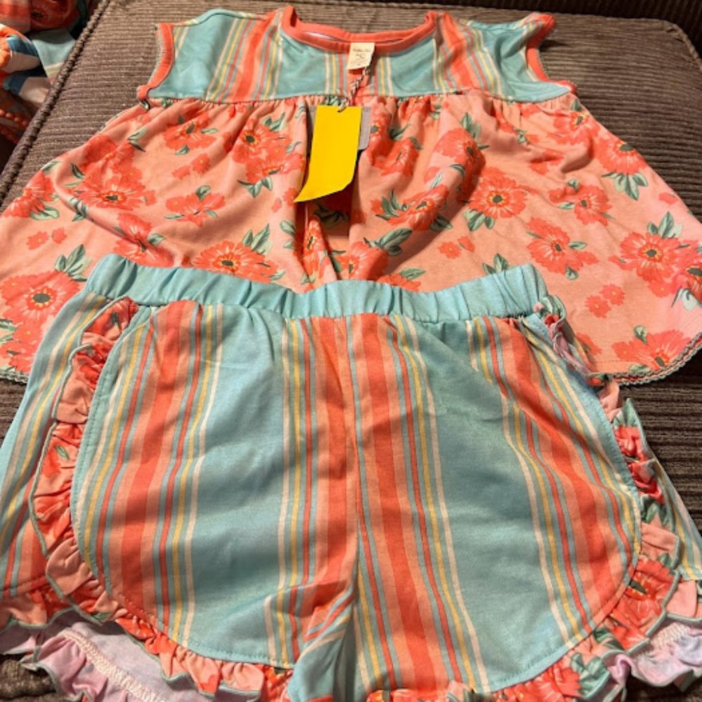 Coral and Blue pajama set